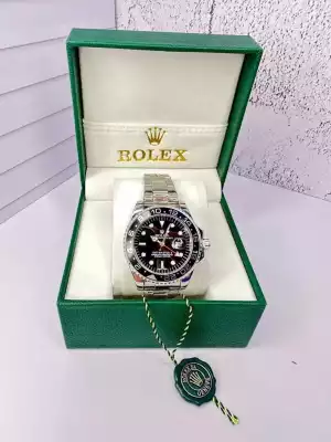 Часы Механические Rolex  сталь серебристый    и с черным   циферблатом